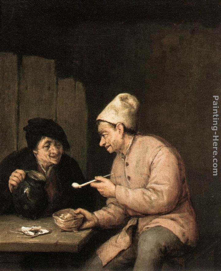Adriaen van Ostade Piping and Drinking in the Tavern